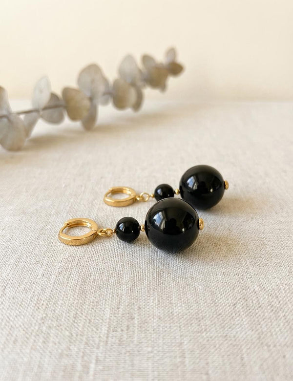 Gintaro auskarai, auksuotas sidabras 925 "Nakties akordai"