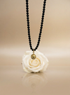Black matte amber necklace 43cm "World"