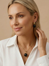 Black amber earrings, SILVER/GOLD-PLATED SILVER 925 "Stickers"
