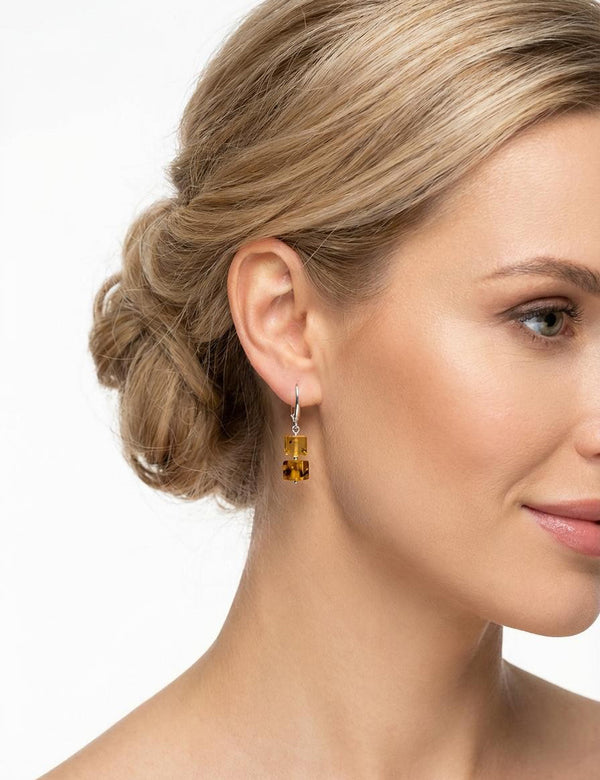 Gintaro auskarai, sidabras 925 "Tyli svaja"