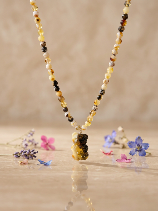 Amber necklace 46cm, silver 925 "Mars amulet"