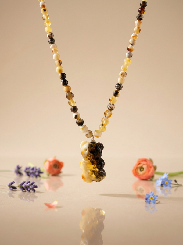 Amber necklace 46cm, silver 925 "Mars amulet"