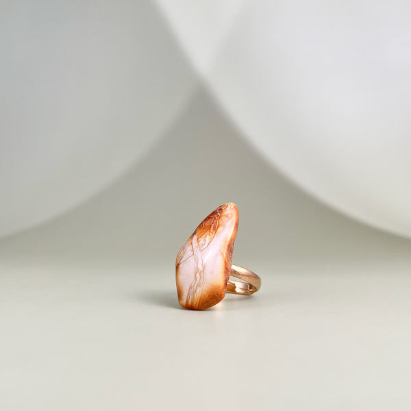 Gintaro žiedas, auksuotas sidabras 925 "Versmė"