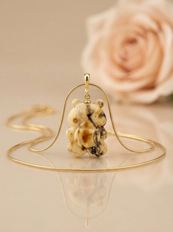 Gintaro pakabukas, auksuotas sidabras 925 "Švelnus kontrastas"