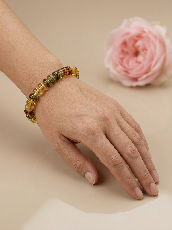 Matte amber bracelet "Black boulders"
