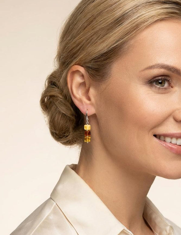 Gintaro auskarai, sidabras 925 "Tyli elegancija"