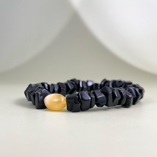 Black amber bracelet "Cube"