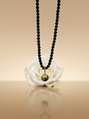Black matte amber necklace 43cm "World"