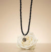 Black matte amber necklace 43cm "World"