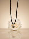 Black matte amber necklace 43cm "World"