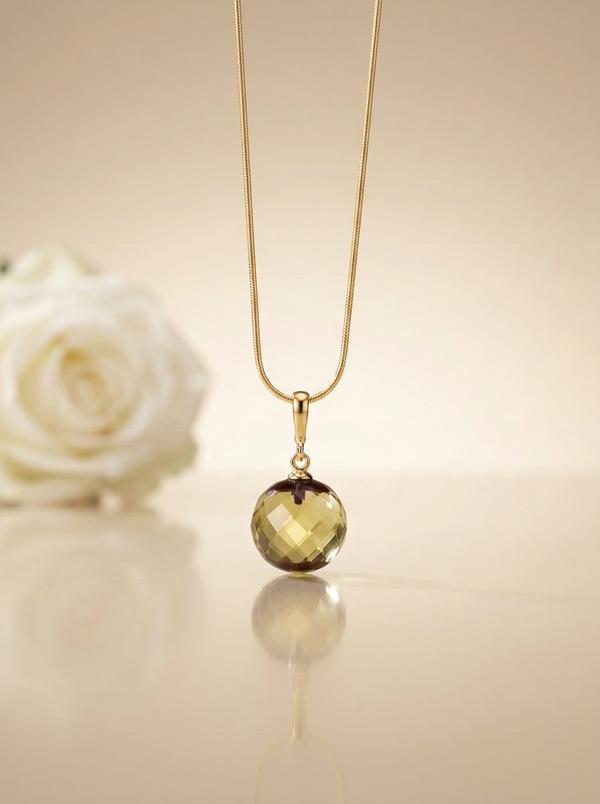 Amber pendant, gilded silver "Crystals"