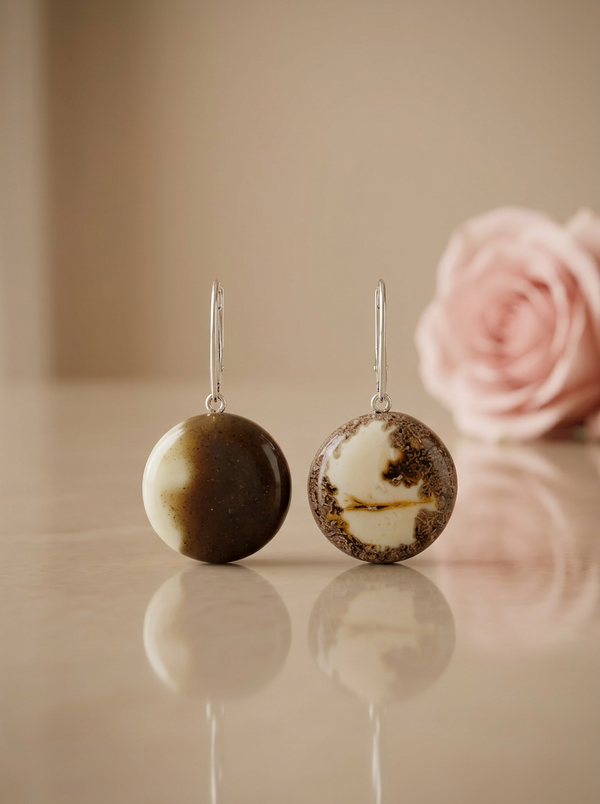 Gintaro auskarai, sidabras 925 "Alpės"