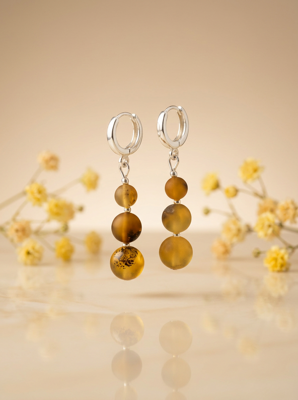 Amber earrings, silver 925 "Charm of the Universe"