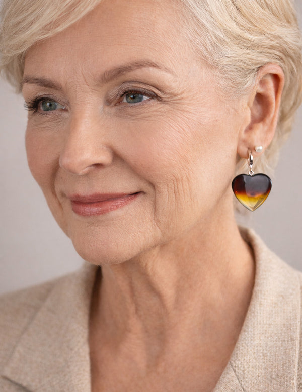 Amber earrings with silver 925 "Sun"