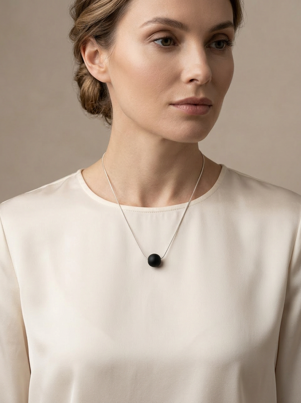 Amber pendant 9-10mm, silver 925 "Bellum silver"