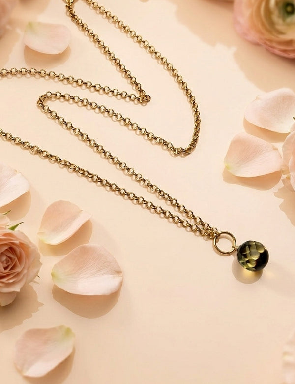 Gintaro vėrinys 62cm, auksuotas sidabras 925 "Gintaro deimantas"