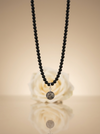 Black matte amber necklace 43cm "World"