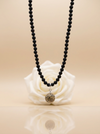 Black matte amber necklace 43cm "World"