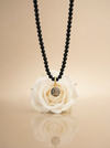 Black matte amber necklace 43cm "World"