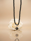 Black matte amber necklace 43cm "World"