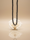Black matte amber necklace 43cm "World"