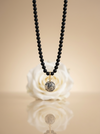 Black matte amber necklace 43cm "World"