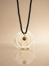 Black matte amber necklace 43cm "World"