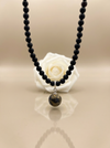 Black matte amber necklace 43cm "World"