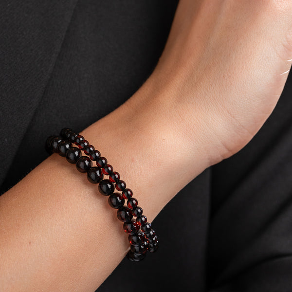 Vyšnios spalvos gintaro apyrankė 5mm arba 7mm "Cherry shine"