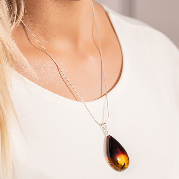 Gintaro rinkinys, sidabras 925 "Rytmečio žara"