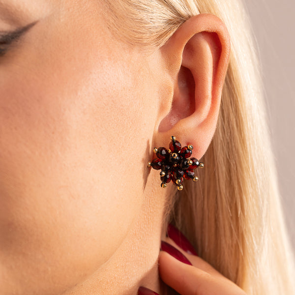 Gintaro vinukai, auksuotas sidabras 925 "Žėrinti gėlė"