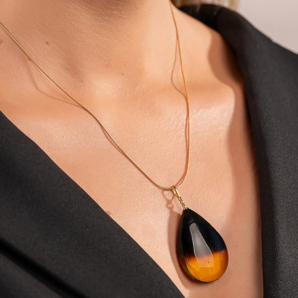 Gintaro rinkinys, auksuotas sidabras 925 "Brėkštanti aušra"