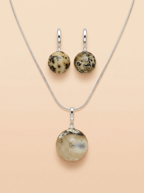 Amber set, gold-plated silver 925 "Depth"