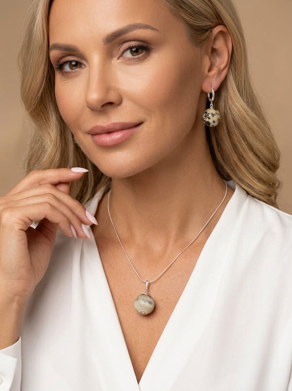 Amber set, gold-plated silver 925 "Depth"