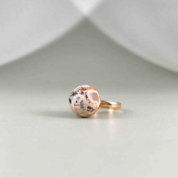 Gintaro žiedas, auksuotas sidabras 925 "Kosmosas"