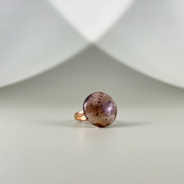 Gintaro žiedas, auksuotas sidabras 925 "Hola"