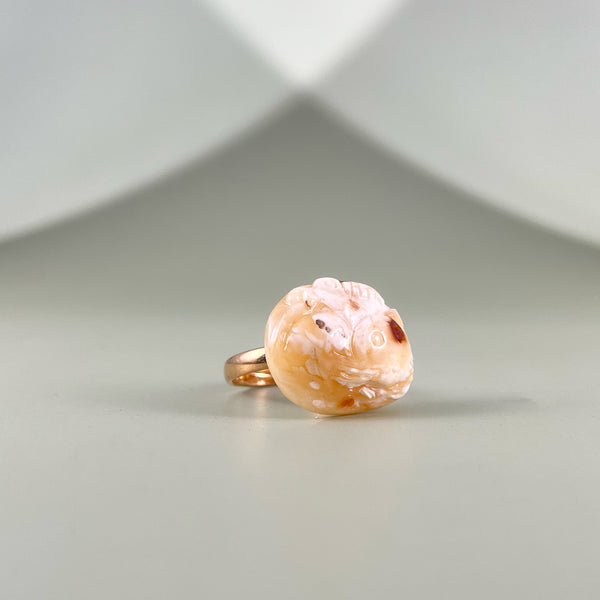 Gintaro žiedas, auksuotas sidabras 925 "Karališkas katinas"