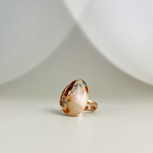 Gintaro žiedas, auksuotas sidabras 925 "Peru"